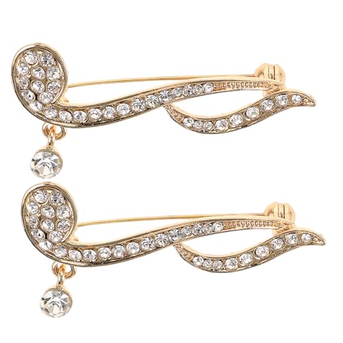 Garneck 2 Stück Musiknoten Broschen Zinklegierung mit Funkelnden Strasssteinen Anstecknadeln für Damen und Herren Vielseitiges Schmuckaccessoire für Anzug Abendkleid und Festliche Anlässe von Garneck