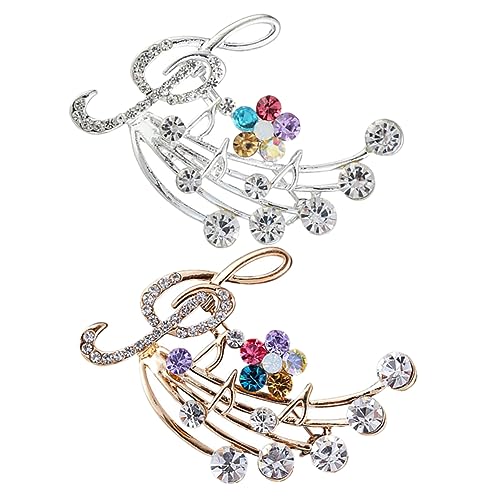 Garneck 2 Stück Musiknoten Broschen mit Strass Langlebige Anstecknadeln Schmuckaccessoires für Damen Vielseitig für Abendkleider Hochzeiten Partys Geeignet von Garneck