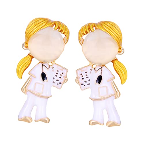 Garneck 2 Stück Niedliche Mädchen Krankenschwester Broschen Zinklegierung Anstecknadeln für Kleidung Pullover und Taschen Modisches Accessoire für Damen von Garneck