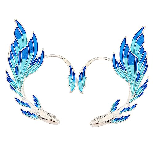 Garneck 2 Stück Ohrringe für Damen Blaue Ohrmanschetten nicht Piercende Clips für Cosplay Partys Accessoires von Garneck