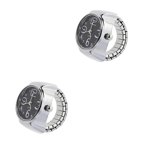 Garneck 2stücke Kreative Elastische Quarz Finger Uhr Für Individualisierte Armbanduhr Schwarz Stilvolles Design Mit Großen Ziffern Für Klare Zeitansicht Als Für Geburtstage Und von Garneck