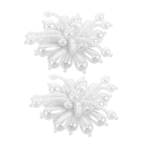 Garneck 2 Stück Perlenblumen Schuhclips Weiß Handmade Hochzeitsschmuck Abnehmbare Damenschuh Dekoration Braut Zubehör von Garneck