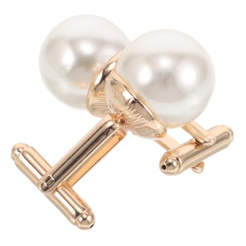 Garneck 2 Stück Perlen Manschettenknöpfe Für Herren Hochzeitshemd Smokingknopf Modisches Accessoire Zinklegierung Vielseitig Einsetzbar Business Party von Garneck