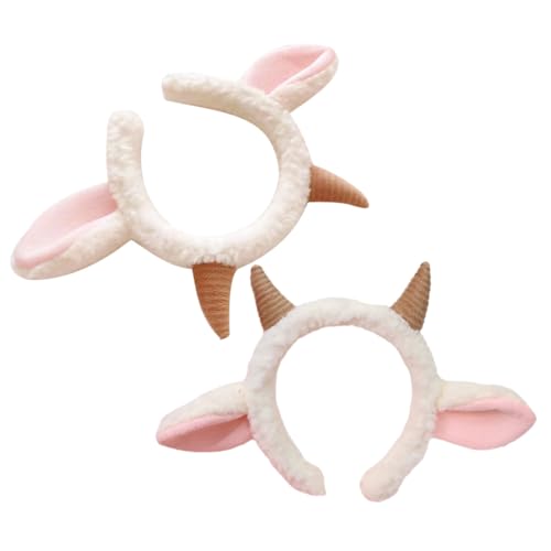 Garneck 2 Stück Plüsch Schaf Ohren Haarreif Kuscheliges Tier design Leichtes Party Haarband für Damen und Hautfreundlich und Bequemer Kopfschmuck für Festliche Anlässe von Garneck