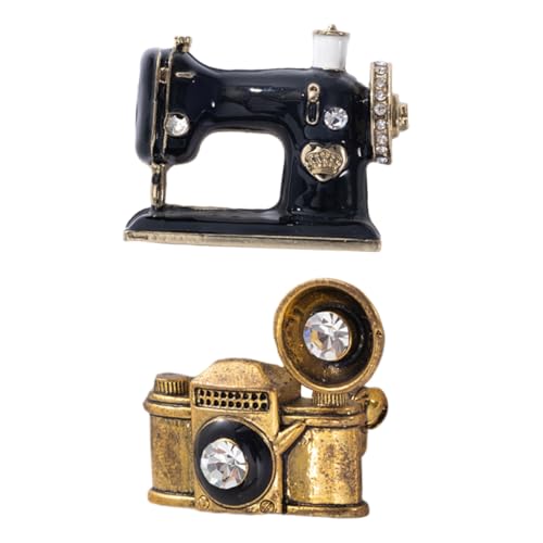 Garneck 2 Stück Retro Brosche Nadel mit Kamera und Plattenspieler Kreative Anstecknadeln für Kleidung Leicht und Tragbar für Partys und von Garneck