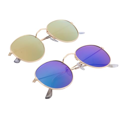 Garneck 2 Stück Retro Sonnenbrillen Leichte Runde Rahmen Stylische Outdoor Brillen für Damen und Herren Modische Verspiegelte Vintage Accessoires Passend für Verschiedene Gesichtsformen von Garneck