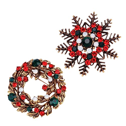 Garneck 2 Stück Retro Weihnachts Schneeflocken Brosche aus Langlebiger Kreative Anstecknadel als Festliches Party Accessoire für Damen für Bühnenauftritte und Alltagstragen von Garneck