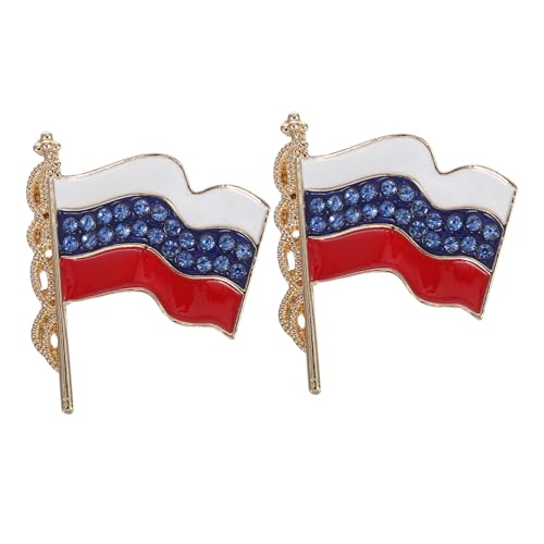Garneck 2stücke Flaggen-anstecknadel Mit Strass Für Russische Flagge Patriotische Broschennadel Für Mantel Kleid Hut Formelle Anlässe Alltagskleidung von Garneck