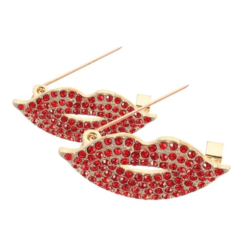 Garneck 2 Stück Rhinestone Besetzte Lippen Broschen aus Langlebiger Zinklegierung Modisches Funkelndes Damen Schmuck Accessoire für Kleidung Schal Anzug bei Partys und Besonderen Anlässen von Garneck