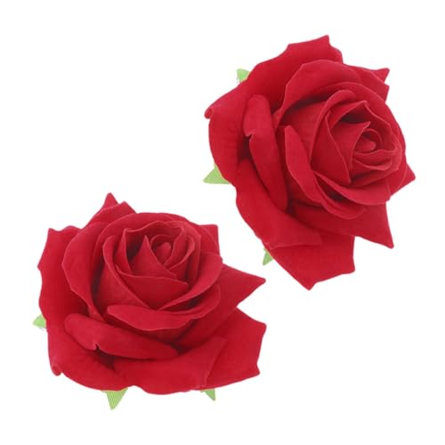Garneck 2 Stück Rosen Haarnadeln Stoff Blüten Haarschmuck mit Realistischer Rosenoptik Hochwertige Broschen Haarspangen für Hochzeit Party Festliche Anlässe Damen Accessoires von Garneck