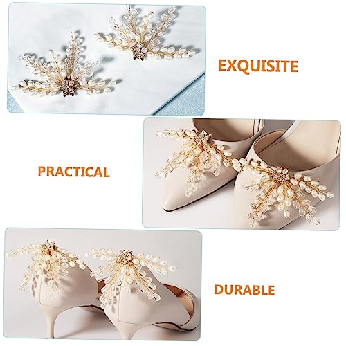 Garneck 2 Stück Schuhclips mit Abnehmbarem Strass und Perlen Design Handgefertigte Schuhdekoration für Damenschuhe für Hochzeit Party und Besondere Anlässe Teiliges von Garneck