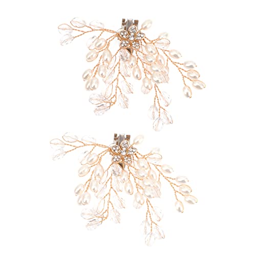 Garneck 2 Stück Schuhclips mit Perlen und Kristallverzierung Handgefertigte Abnehmbare Schmuck Dekoration für Brautschuhe für Hochzeit Party und Festliche Anlässe Teiliges Gold von Garneck