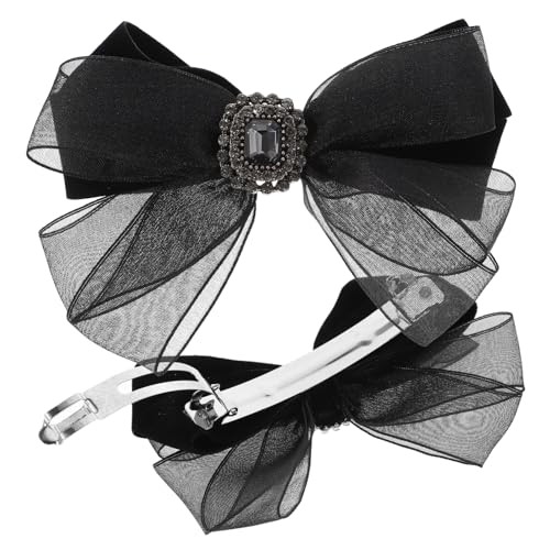 Garneck 2 Stück Schwarze Haarschleifen Clips mit Strass Mesh Schleifen Haarklammern für Dickes Haar Haarschmuck Accessoires für Teenager Mädchen Sicherer Halt Vielseitig für Hochzeit und von Garneck