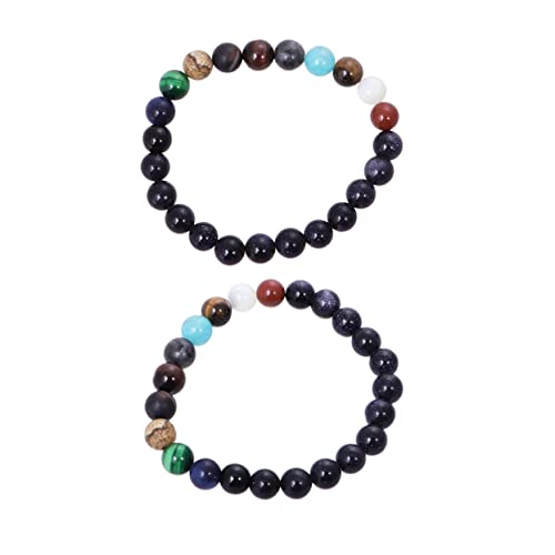 Garneck 2 Stück Solar System Armband Damen Natürliche Steinperlen Planetenarmband Galaxy Schmuck für Frauen und Männer von Garneck