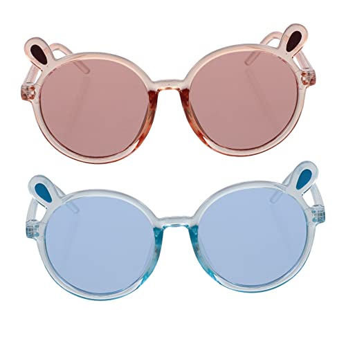 Garneck 2 Stück Sonnenbrille mit Rundem Bärenohr Rahmen UV Schutz Leichtes Modisches Design Passend für Jungen und Mädchen für Sommer und Outdoor Aktivitäten von Garneck