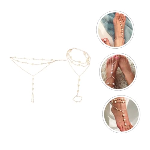 Garneck 2 Stück Stylisches Damen Fußkettchen Mehrschichtige Perlen Knöchelketten Kreative Strand Alltagsdekoration Leicht und Langlebig für Party Hochzeit Urlaub Geeignet von Garneck