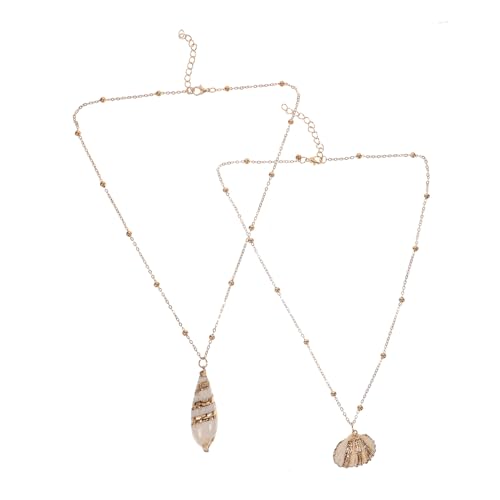 Garneck 2 Stück Teilig Muschel und Conch Halskette Kreativer Meeresstil Schmuck für Damen und Mädchen Modisches Accessoire für Besondere Anlässe Wie Geburtstags und Muttertagsgeschenke von Garneck