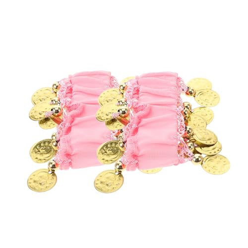 Garneck 2 Stück Teiliges Bauchtanz Armband aus Chiffon mit Münzen Verstellbare Tanzmanschetten für Handgelenk Komfortabel und Sicher Modisches Halloween Kostüm Schmuck für Frauen und von Garneck