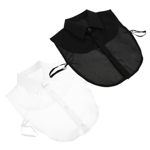 Garneck 2 Stück Teiliges Damen Fake Collar Spitzenkragen aus Strapazierfähigem Polyester Abnehmbarer Halbschirt kragen für Alltag und Büro Modischer Pflegeleichter Einsatz in Schwarz und von Garneck