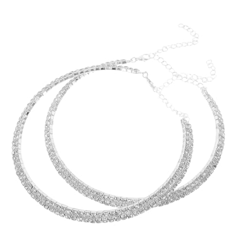 Garneck 2stücke Mehrebenige Halskette Für Damen Verstellbare Choker-kette Mit Strass-anhängern Glitzerndes Schmuckstück Für Hochzeit Und Weihnachten von Garneck