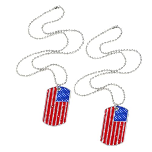 Garneck 2 Stück Teiliges Flagge Anhänger Halskette Patriotischer Dog Tag Schmuck Kette für Damen Herren Sicherer Schmuck für Party und Alltag von Garneck