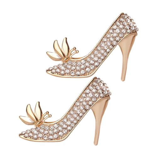 Garneck 2 Stück Teiliges Hochzeits Brosche Form von High Heels Funkelnden Strasssteinen Modischer Schmuck für Damen und Mädchen für Kleidung und Taschen von Garneck