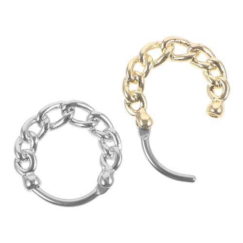 Garneck 2 Stück Teiliges Nasenringe für Damen Nasenringe frei von Piercing Metall Nasenreifen mit Filigraner Kettenform Modischer Schmuck für Verschiedene Anlässe Langlebig und Leicht von Garneck