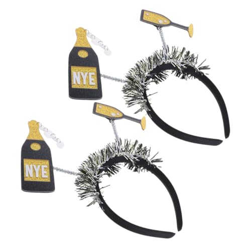 Garneck 2 Stück Teiliges Neujahrs Stirnband Flaschen Design Party Kopfschmuck Silvester Festliche Haarschmuck für Damen Herren Weihnachtsfeier Karneval Accessoire von Garneck