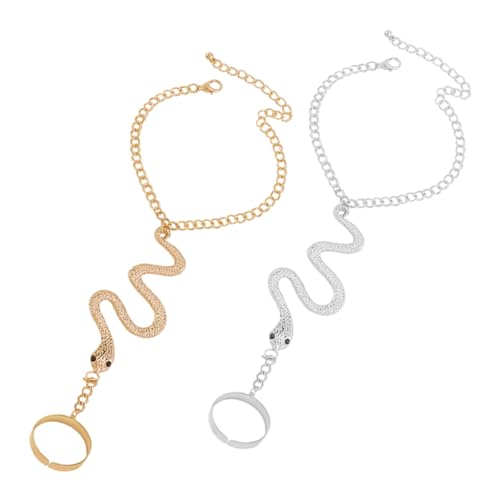 Garneck 2 Stück Teiliges Snake Ring Armband Damen Vintage Schlangen Schmuck Kette Fingerschmuck Gold Silber Eleganter Look für Frauen und Teenager von Garneck