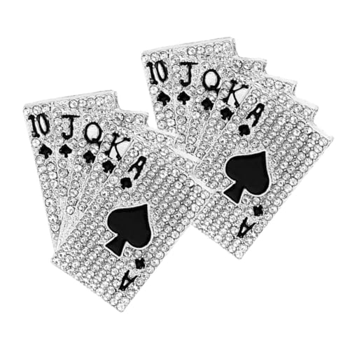 Garneck 2 Stück Teiliges Spielkartenform mit Strassbesatz Langlebige Legierung Anstecknadeln Unisex Modeaccessoire für Jacken Cardigans Vielseitige Hemdnadeln von Garneck