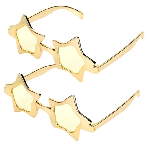 Garneck 2 Stück Teiliges Sternförmige Cosplay Brille Gold Lustige Partybrille für Damen und Herren Leicht Langlebig als Fotorequisite und Festzubehör von Garneck