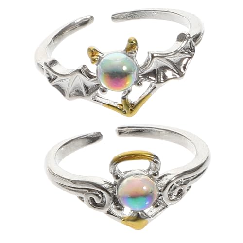 Garneck 2 Stück Teiliges Vintage Edelstein Ringe Damen Verstellbare Ringe für Verlobung Hochzeit Jahrestag Stilvoller Chic Schmuck Geschenk Liebe Versprechen von Garneck