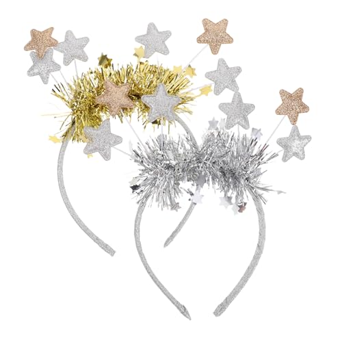 Garneck 2 Stück Teiliges Year Party Haarband Bequeme Glitzernde Stern Stirnbänder Gold und Silber Modisch für Weihnachts und Silvesterfeiern Vielseitig und Festlich Angenehm zu Tragen von Garneck