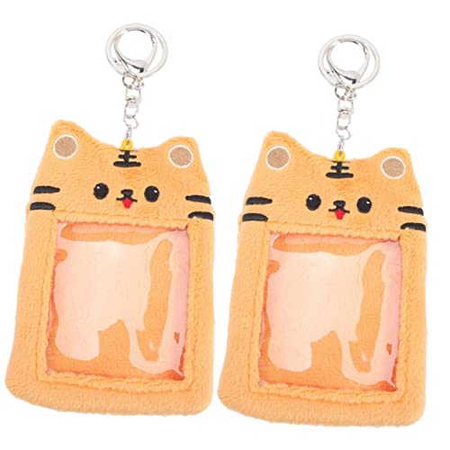 Garneck 2st Anhänger Mit Tigerkartenhülle Kawaii Schlüsselanhänger Plüsch-id Id Studentenhalter Kawaii-geldbörse Plüsch-fotohülle Fotohüllen PVC Karikatur Kind Kartenhalter von Garneck