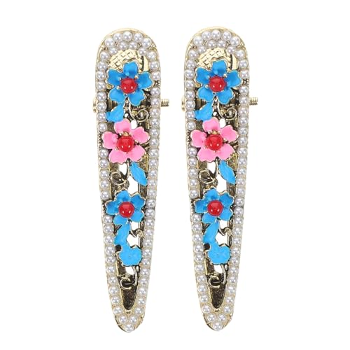 Garneck 2 Stück Traditionelle Chinesische Haarclips mit Blumendesign Haaraccessoires für Frauen Duckbill Haarklammern von Garneck