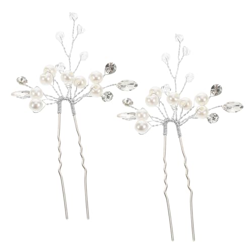 Garneck 2 Stück U Förmige Haarnadeln Perlen und Kristallen Hochzeits Haarspangen Eleganter Haarschmuck für Bräute und Besondere Anlässe Funkelnde Strassverzierung Sicherer Halt von Garneck