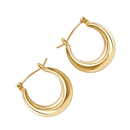 Garneck 2 Stück U förmige Damenohringe aus Kupfer Einfache Modische Goldfarbene Creolen Langlebig und Glänzend Geeignet für Büro Party Reise und Strand von Garneck