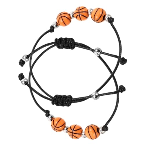 Garneck 2 Stück Verstellbare Basketball Sportarmbänder mit Perlen Geflochtene Jugend Armbänder für Mädchen Jungen Basketball Party Mitgebsel für Sportveranstaltungen von Garneck