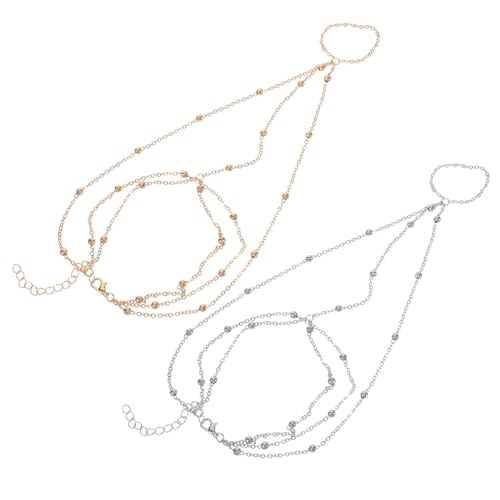 Garneck 2 Stück Verstellbare Fußkettchen Damen Metallkugel Schmuck Strand Party Alltag Schmuck für Mädchen und Frauen in Gold und Silber von Garneck