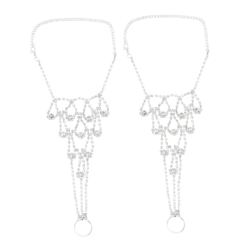 Garneck 2 Stück Verstellbare Fußkettchen Damen mit Funkelnden Strasssteinen Leichte Brautschmuck Fußkette für Strand und Hochzeit Komfortable Fußkette Schmuck für Frauen von Garneck