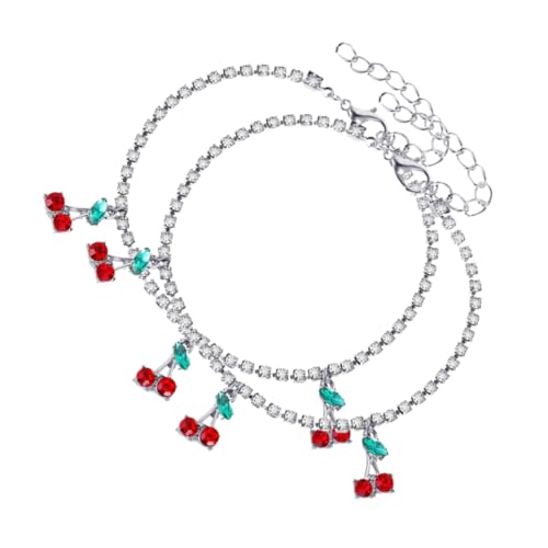 Garneck 2 Stück Verstellbare Fußkettchen mit Kirsch Anhänger aus Strass Eleganter Tennis Ketten Design Langlebiger für Sommer Strand und Freizeit Femininer Damenschmuck Garneck 2 Stück Verstellbare Fußkettchen mit Kirsch Anhänger aus Strass Eleganter Tennis Ketten Design Langlebiger für Sommer Strand und Freizeit Femininer Damenschmuck von Garneck