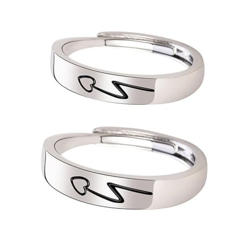 Garneck 2 Stück Verstellbare Kupfer Partner ringe Offene Liebesringe für Damen Herren Langlebig Leicht Romantisches Valentinstagsgeschenk für Verstellbare Modisches Design von Garneck