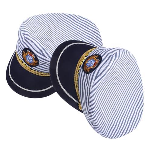 Garneck 2 Stück Verstellbare Matrosenmütze Baumwolle Captain Hut mit Stickerei Leicht Atmungsaktiv für Erwachsene Party Karneval Segler von Garneck