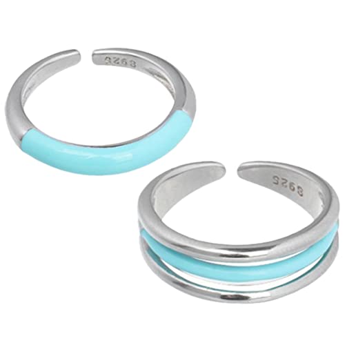 Garneck 2 Stück Verstellbare Ringe für Frauen Offene Silber Ringe mit Blauem Design Einzigartige Schmuckstücke für Geburtstag Hochzeit und Besondere Anlässe Garneck 2 Stück Verstellbare Ringe für Frauen Offene Silber Ringe mit Blauem Design Einzigartige Schmuckstücke für Geburtstag Hochzeit und Besondere Anlässe von Garneck