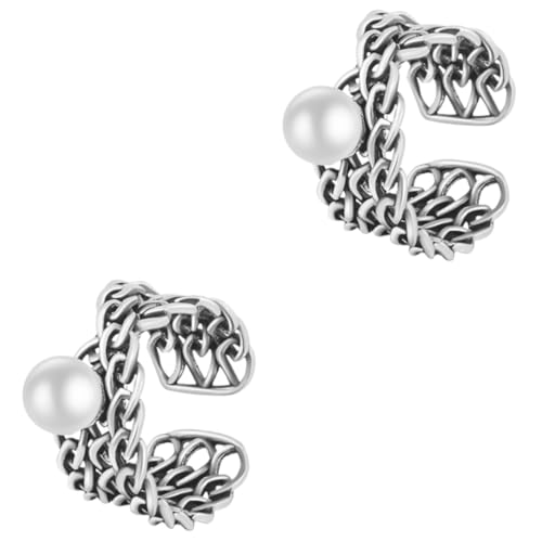 Garneck 2 Stück Verstellbarer Perlenring Damen Vintage Mehrlagig Geflochten Geometrisch Unregelmäßiges Design Modischer Statement Fingerring für Mädchen Leichter Schmuck von Garneck