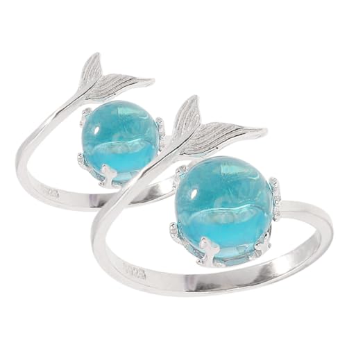 Garneck 2 Stück Verstellbarer Ring aus Zinklegierung mit und Opal Details Romantischer Themen Schmuck für Damen und Mädchen Strand Accessoire von Garneck