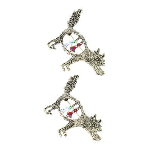 Garneck 2 Stück Vintage Brosche mit Hohlem Wolf Design für Kleidung Taschen und Hüte Anstecknadeln für Frauen und Männer Dekoratives Party Zubehör von Garneck
