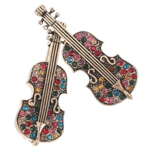 Garneck 2 Stück Vintage Broschen für Damen Retro Violin-brosche mit Funkelnden Strasssteinen Vielseitige Anstecknadeln für Cardigans Schals und Kleidung Modische Accessoires für von Garneck