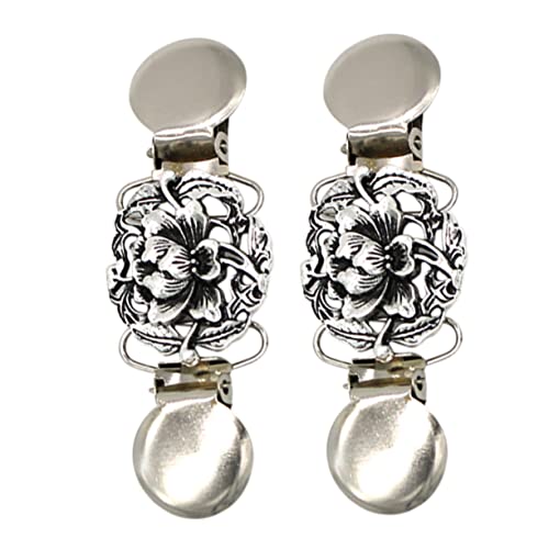 Garneck 2 Stück Vintage Damen Strickjacken Clips mit Blumenmotiv Broschen zum Fixieren von Pullovern Schals und Stolen Hochwertige Zinklegierung Vielseitig für Blusen und Jacken Geeignet von Garneck