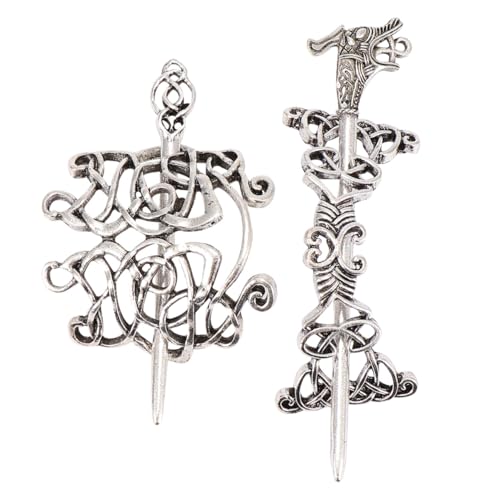 Garneck 2 Stück Vintage Ethnische Haarnadel Damen Haarklammer Keltischer Stil Antik Legierung Haarschmuck für Braut und Alltag Eleganter Halt und Stil von Garneck